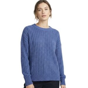 Aerie Sweater Womens‎ Small Blue Ribbed Knit Fuzzy Crewneck Pullover Soft Cozy